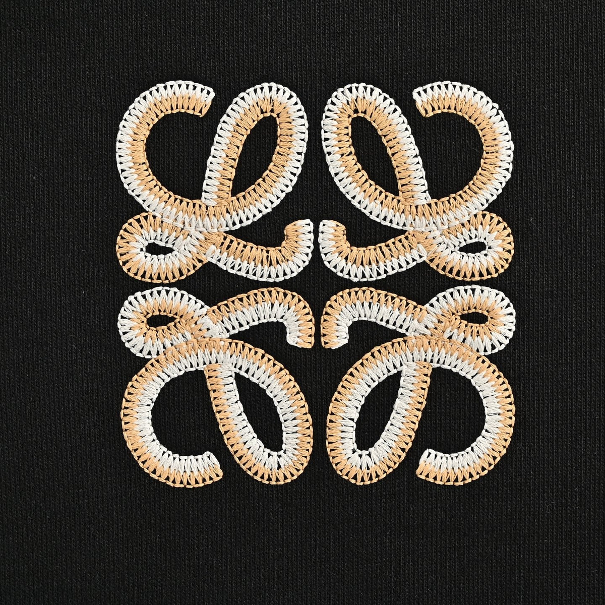 Loewe Anagram Crochet Embroidery Hoodie in "Black"