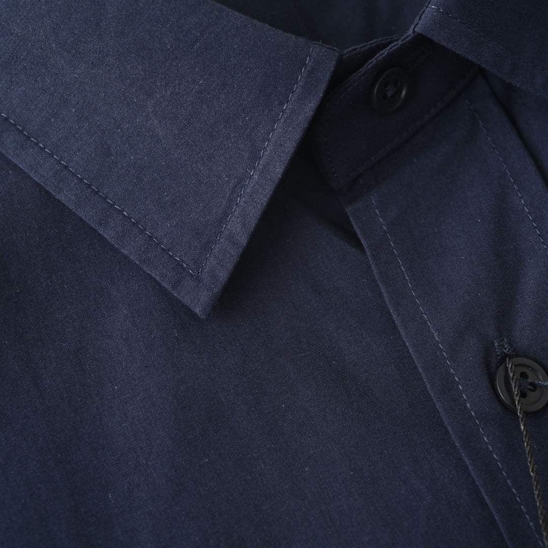 Loewe Anagram Embroidered Cotton Long Sleeve Shirt in "Navy"