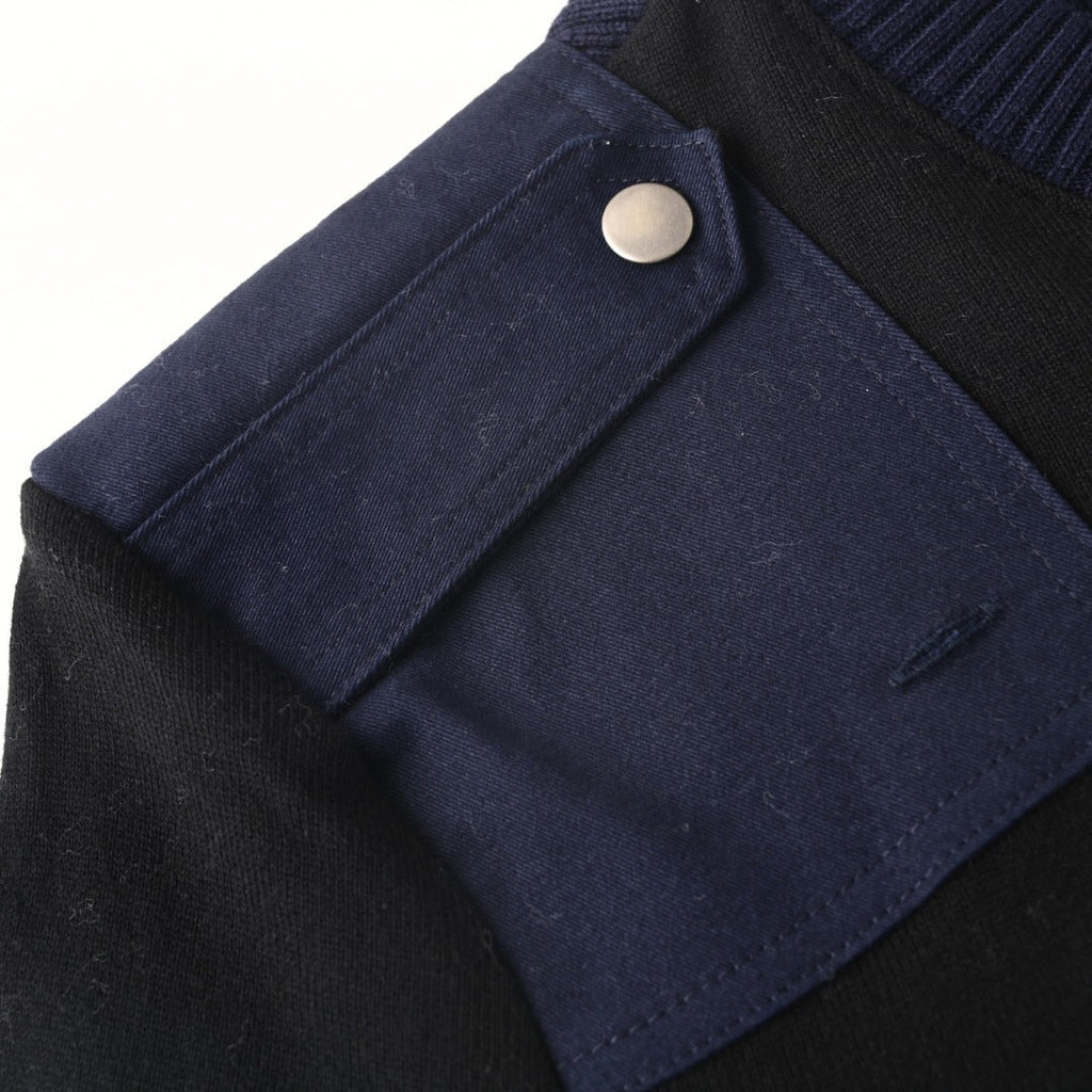Loewe Anagram Contrast Panel Ribbed Sweater in "Black & Navy Blue"