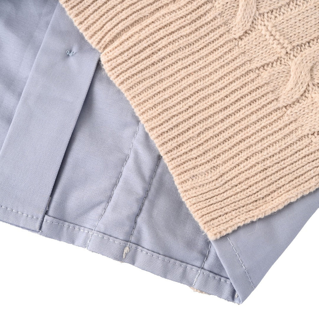 Loewe Anagram Cable Knit Panel Shirt in "Light Blue & Beige"