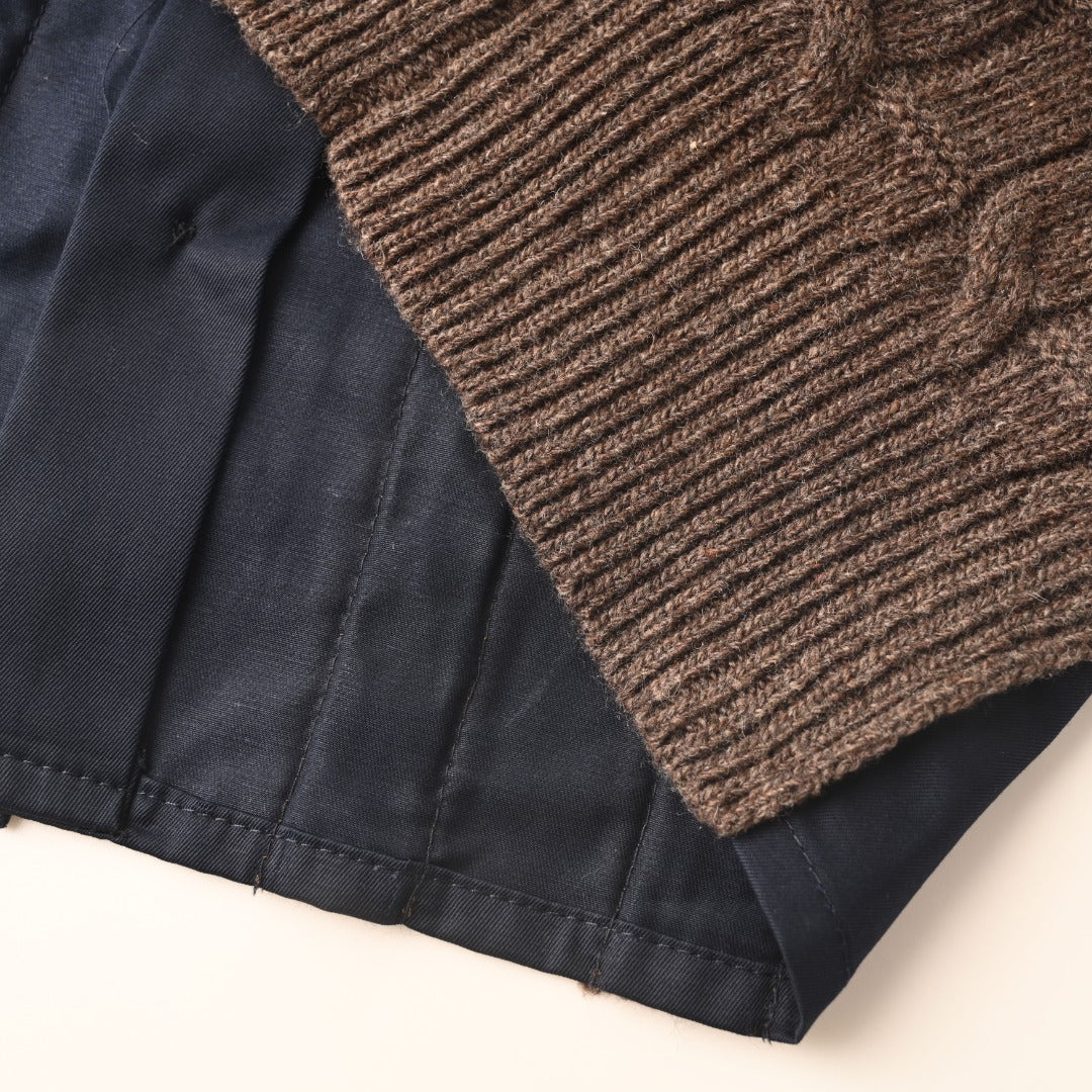 Loewe Anagram Cable Knit Panel Shirt in "Navy & Brown"