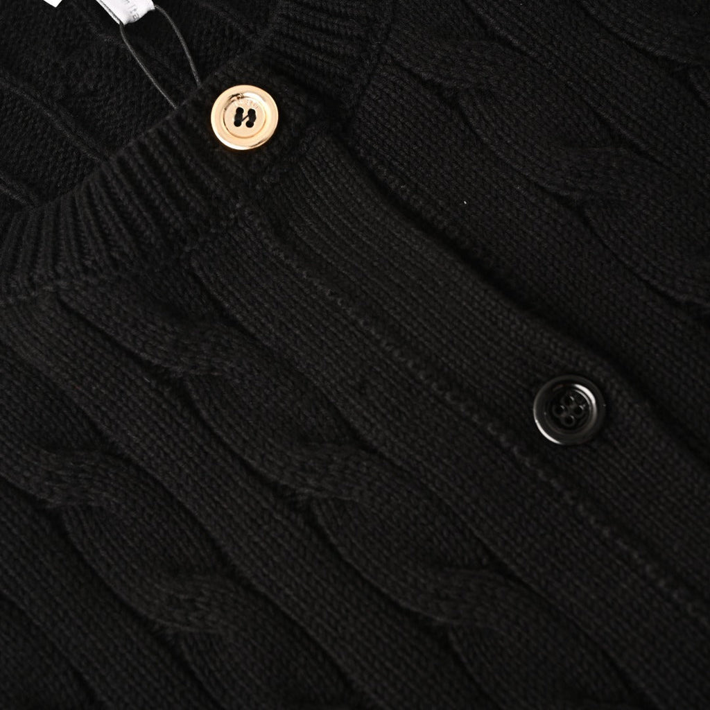 Loewe Anagram Cable Knit Cardigan in "Black"