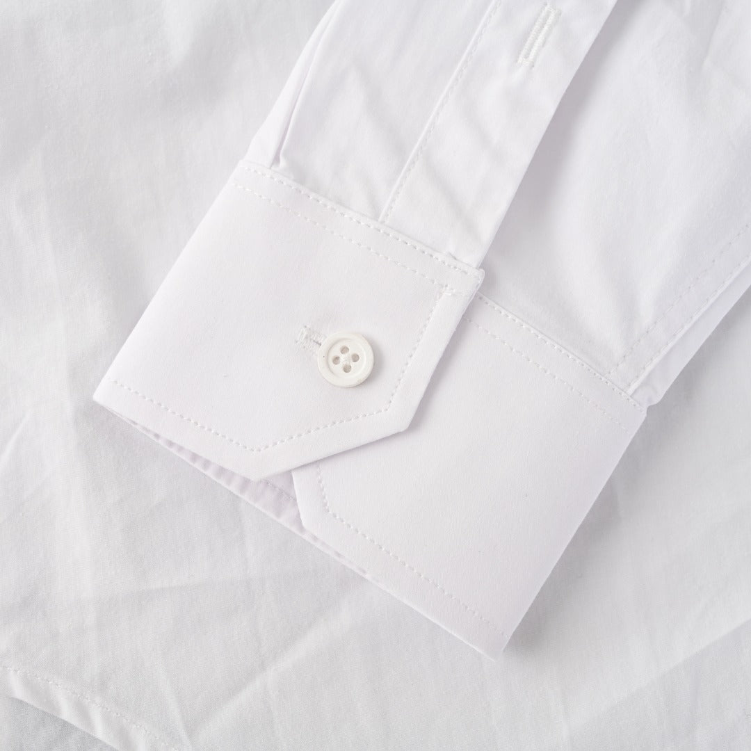 Loewe Anagram Embroidered Cotton Long Sleeve Shirt in "White"