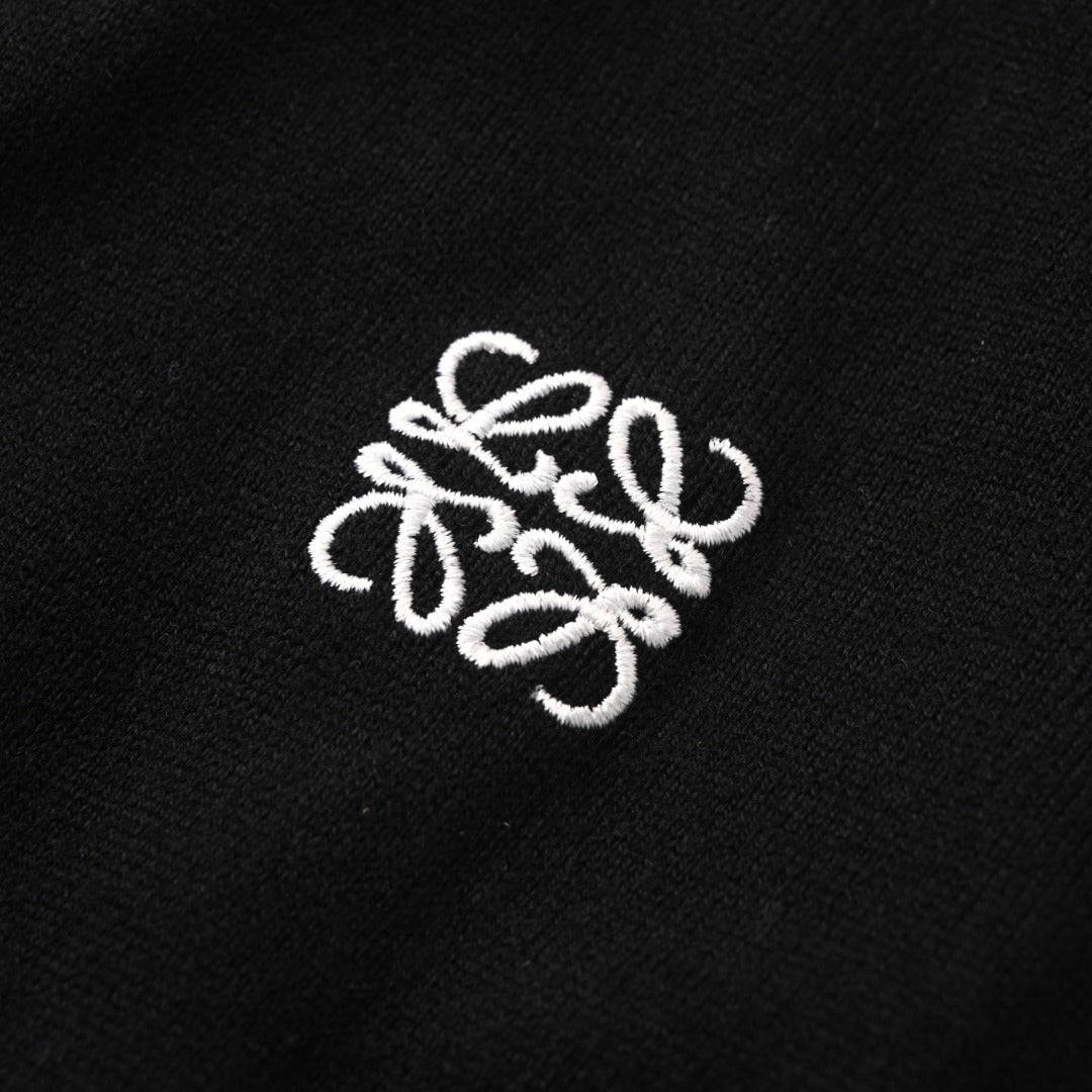 Loewe Anagram Crew Neck Wool Sweater in "Black"