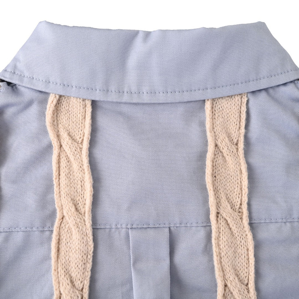 Loewe Anagram Cable Knit Panel Shirt in "Light Blue & Beige"