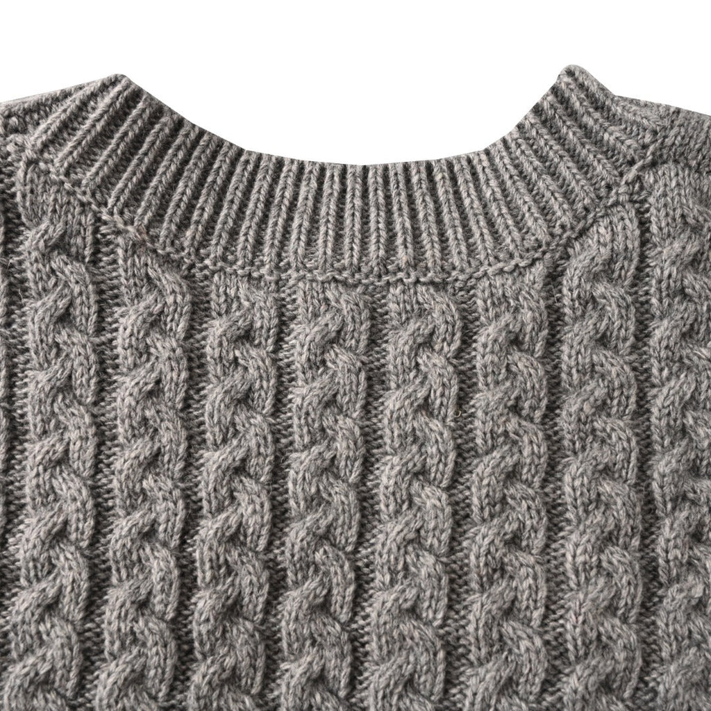 Loewe Anagram Cable Knit Sweater in "Heather Grey"