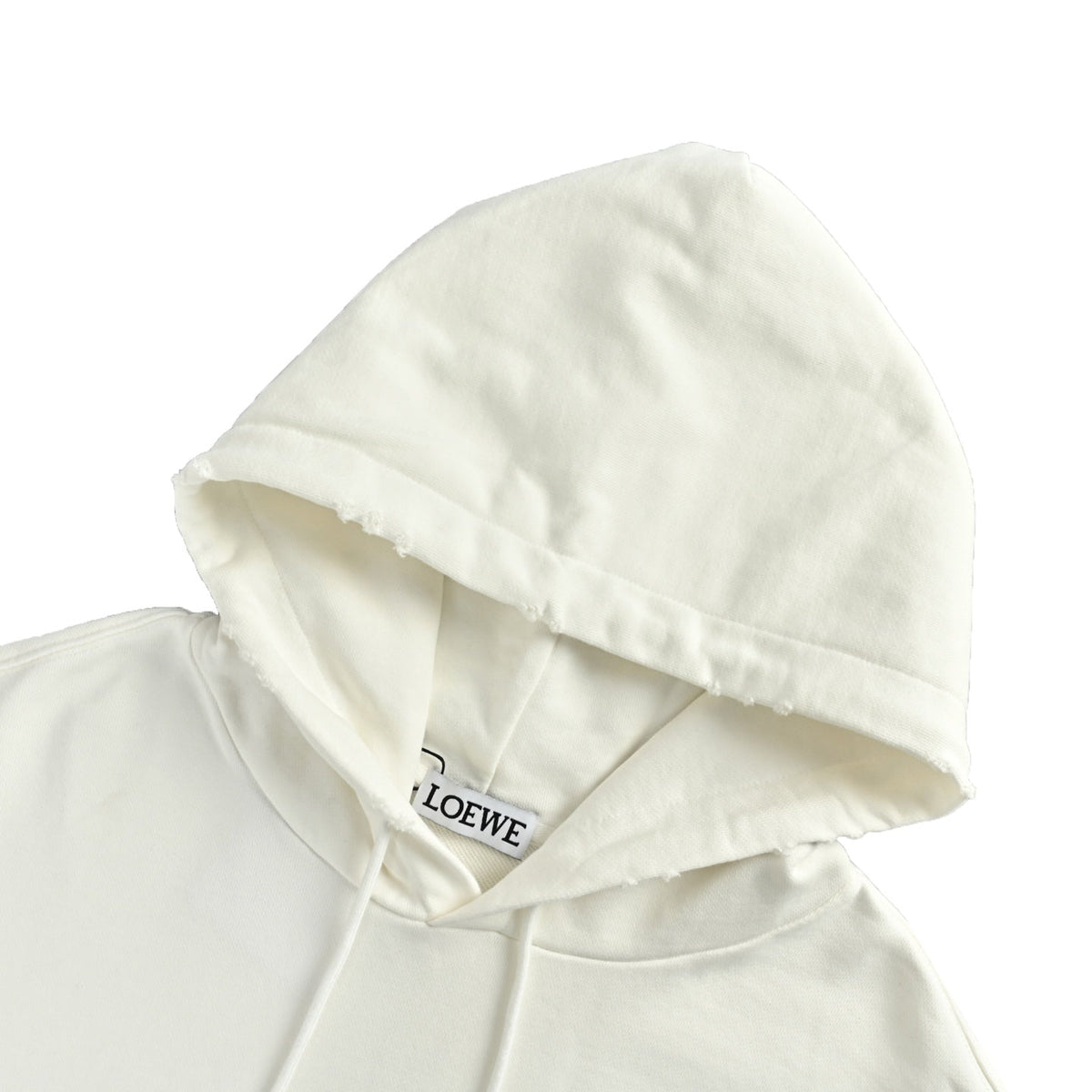 Loewe Anagram Crochet Embroidery Hoodie in "Off White"