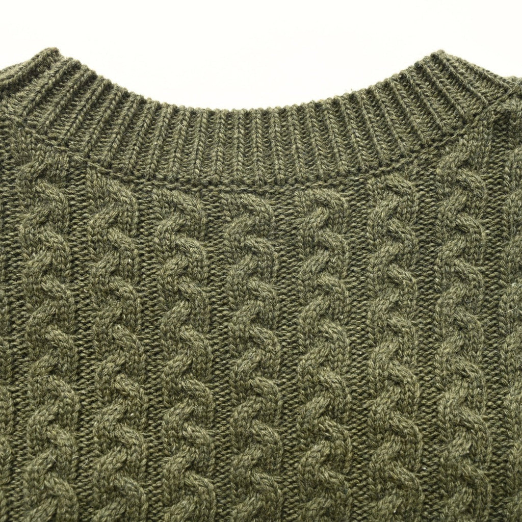 Loewe Anagram Cable Knit Sweater in "Olive Green"