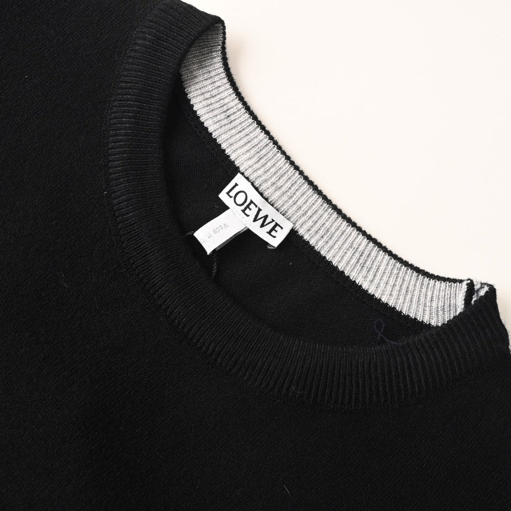 Loewe Anagram Crew Neck Wool Sweater in "Black"