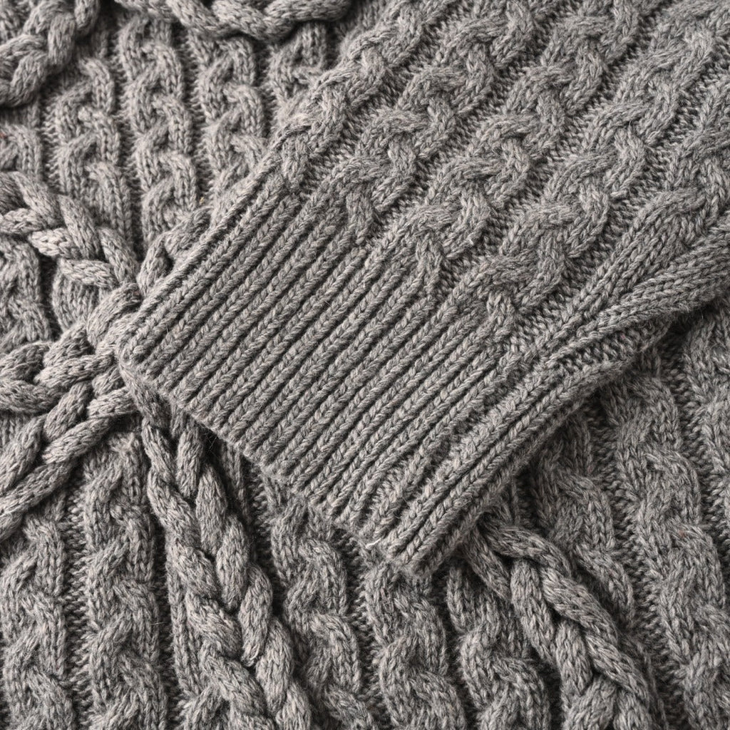 Loewe Anagram Cable Knit Sweater in "Heather Grey"