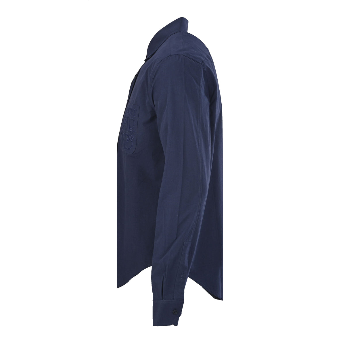 Loewe Anagram Embroidered Cotton Long Sleeve Shirt in "Navy"