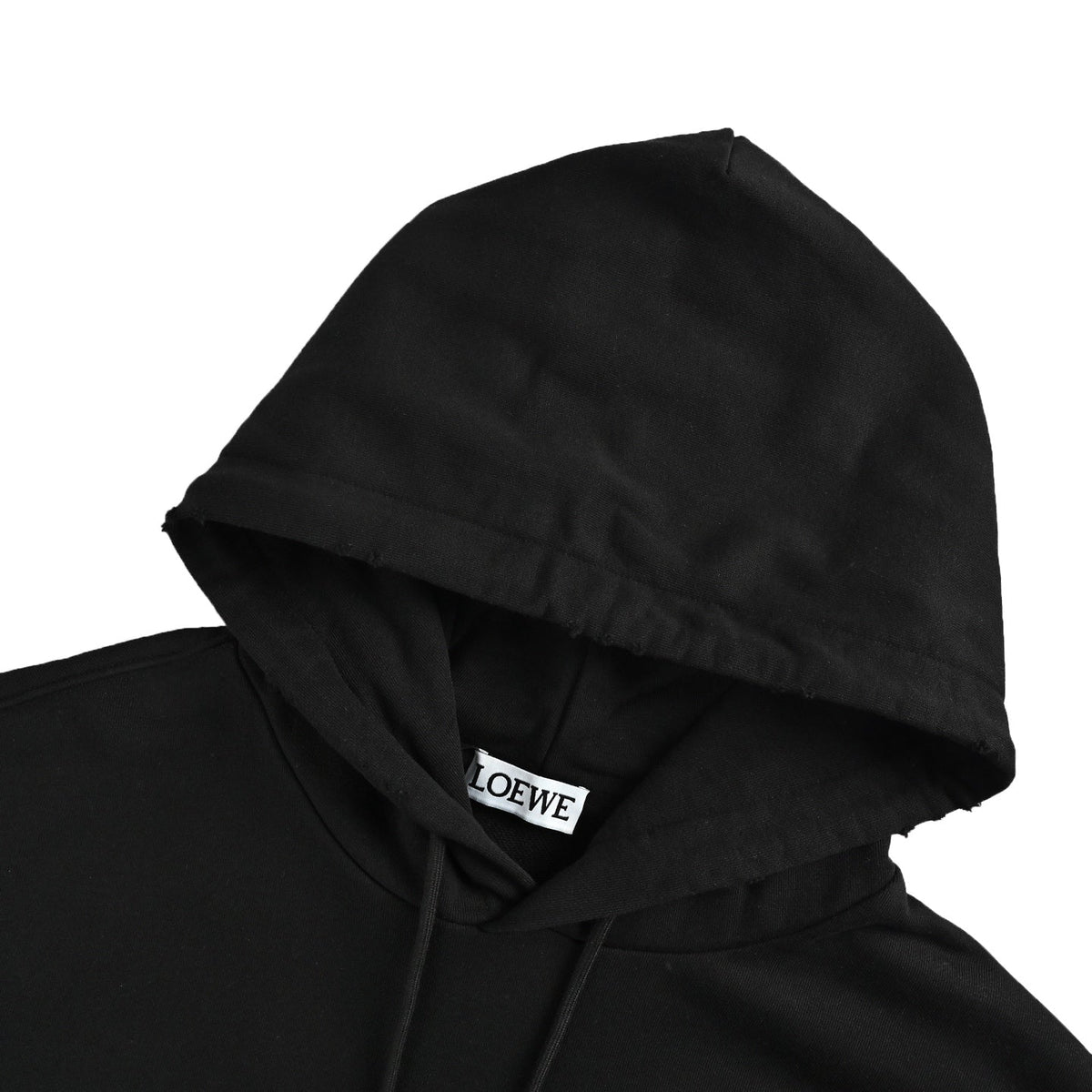 Loewe Anagram Crochet Embroidery Hoodie in "Black"