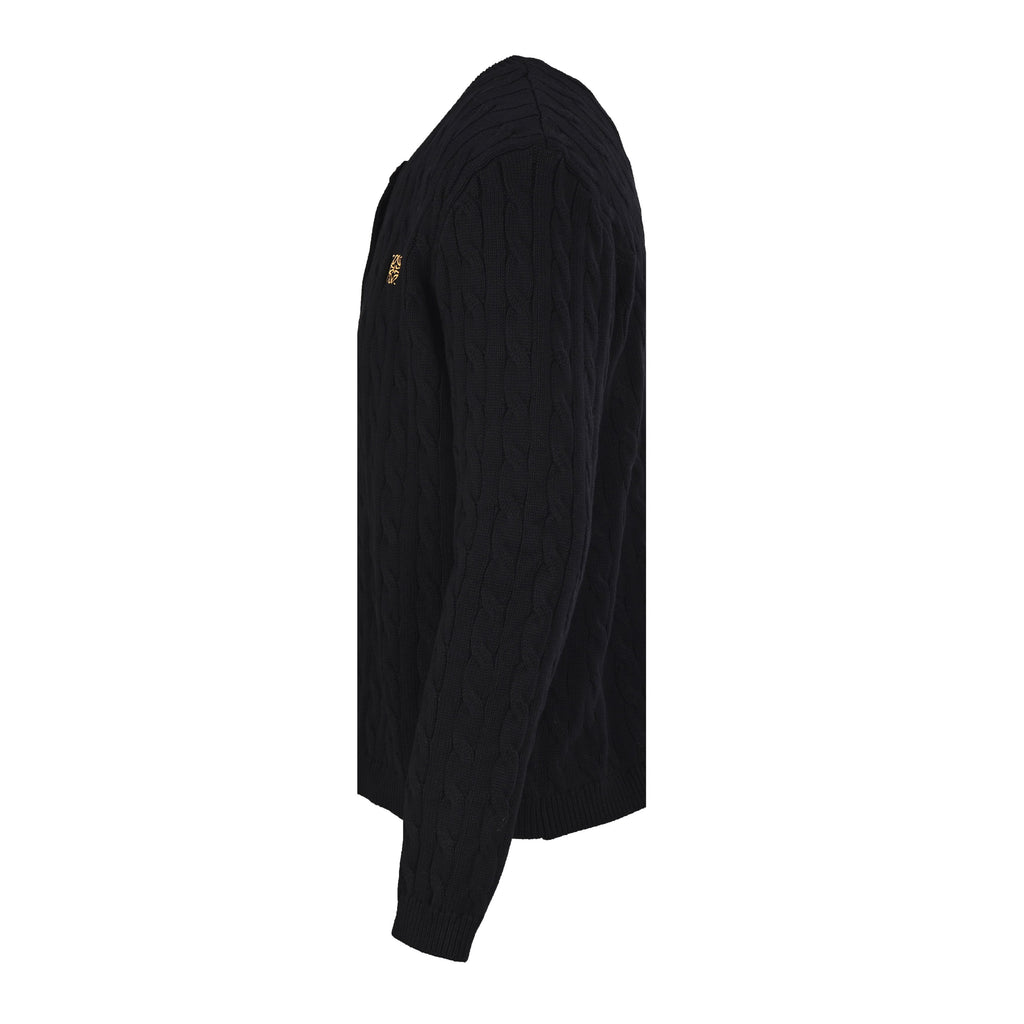 Loewe Anagram Cable Knit Cardigan in "Black"