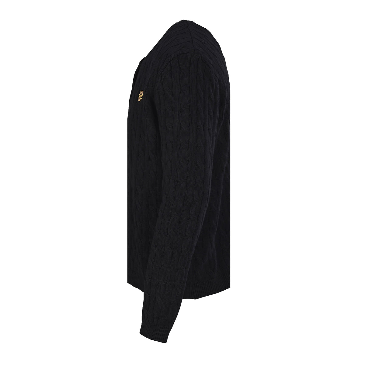 Loewe Anagram Cable Knit Cardigan in "Black"