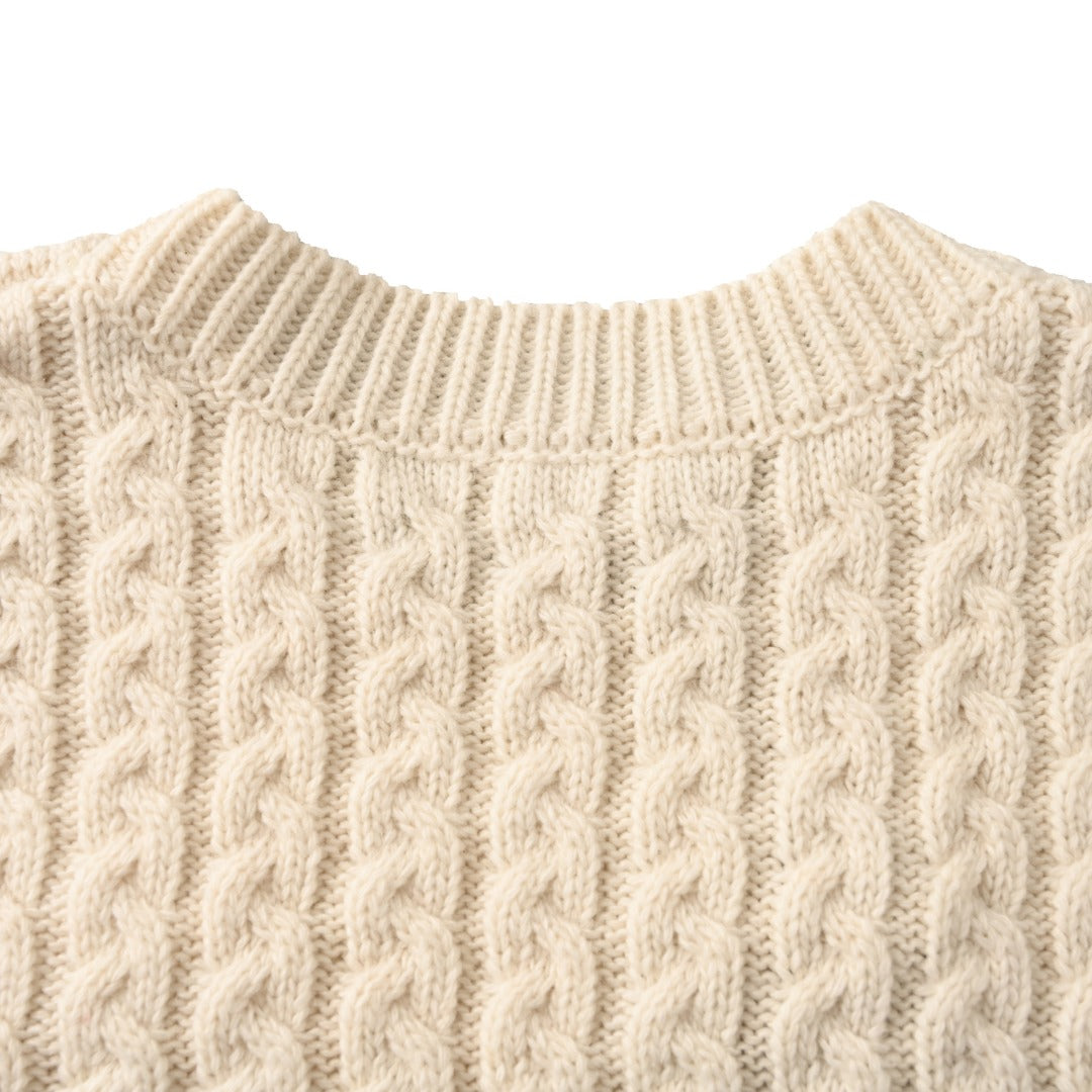 Loewe Anagram Cable Knit Vest in "Cream White"