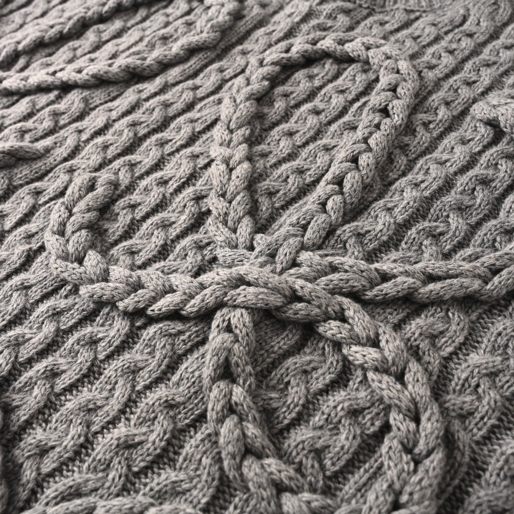 Loewe Anagram Cable Knit Sweater in "Heather Grey"
