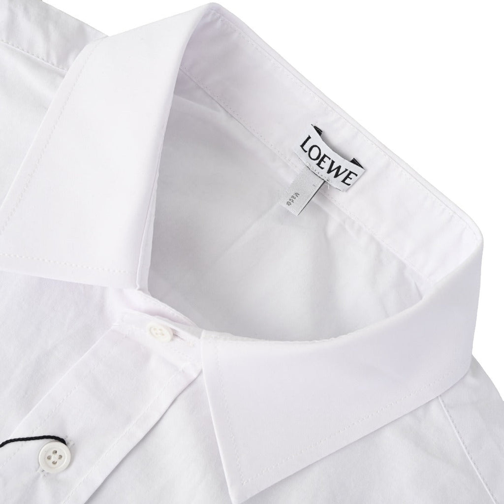 Loewe Anagram Embroidered Cotton Long Sleeve Shirt in "White"