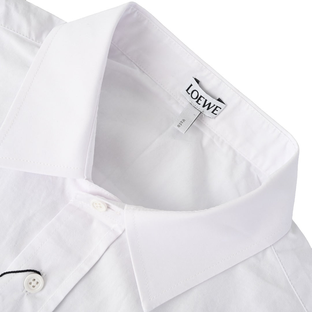 Loewe Anagram Embroidered Cotton Long Sleeve Shirt in "White"