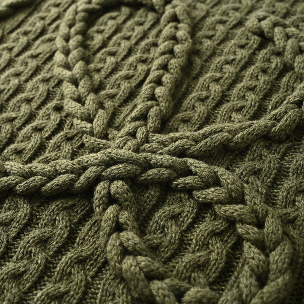 Loewe Anagram Cable Knit Sweater in "Olive Green"