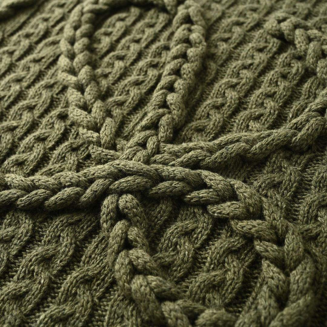 Loewe Anagram Cable Knit Sweater in "Olive Green"