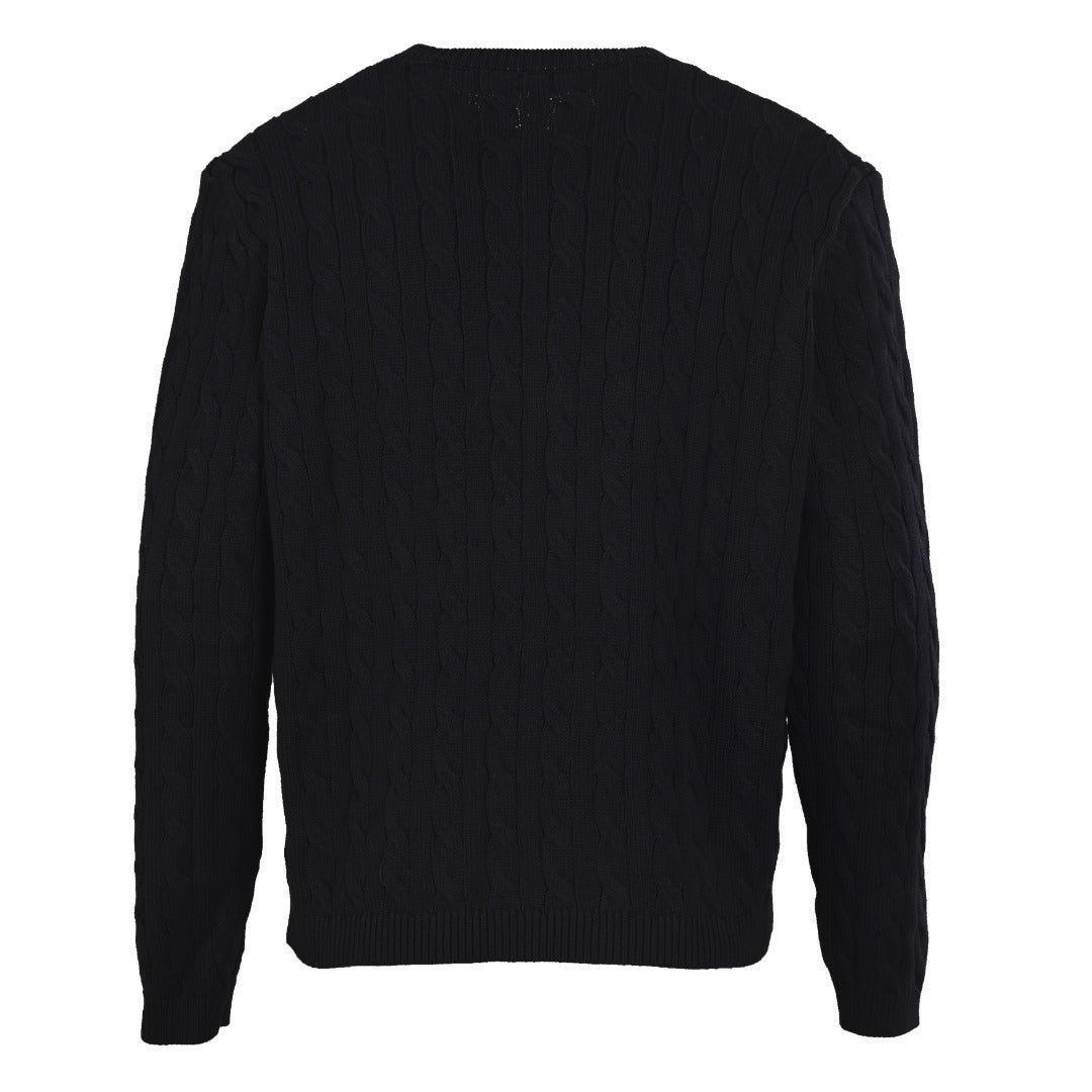 Loewe Anagram Cable Knit Cardigan in "Black"