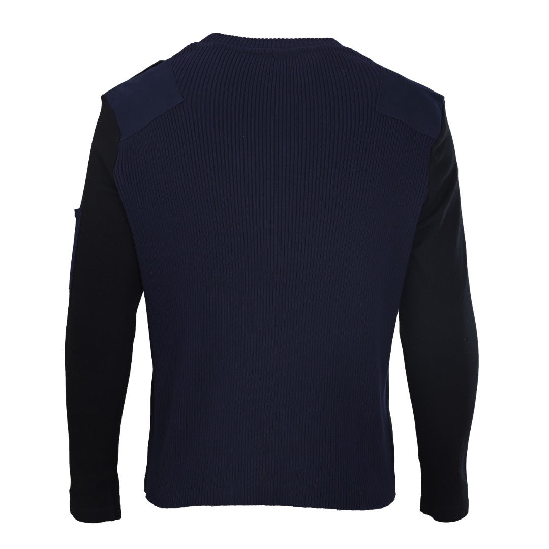 Loewe Anagram Contrast Panel Ribbed Sweater in "Black & Navy Blue"
