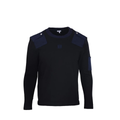 Loewe Anagram Contrast Panel Ribbed Sweater in "Black & Navy Blue"