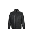 Loewe Anagram Embossed Leather Overshirt Jacket in "Black"