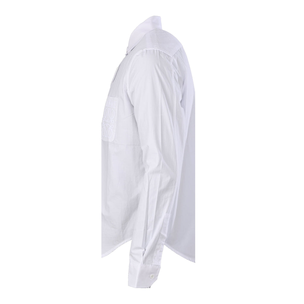 Loewe Anagram Embroidered Cotton Long Sleeve Shirt in "White"