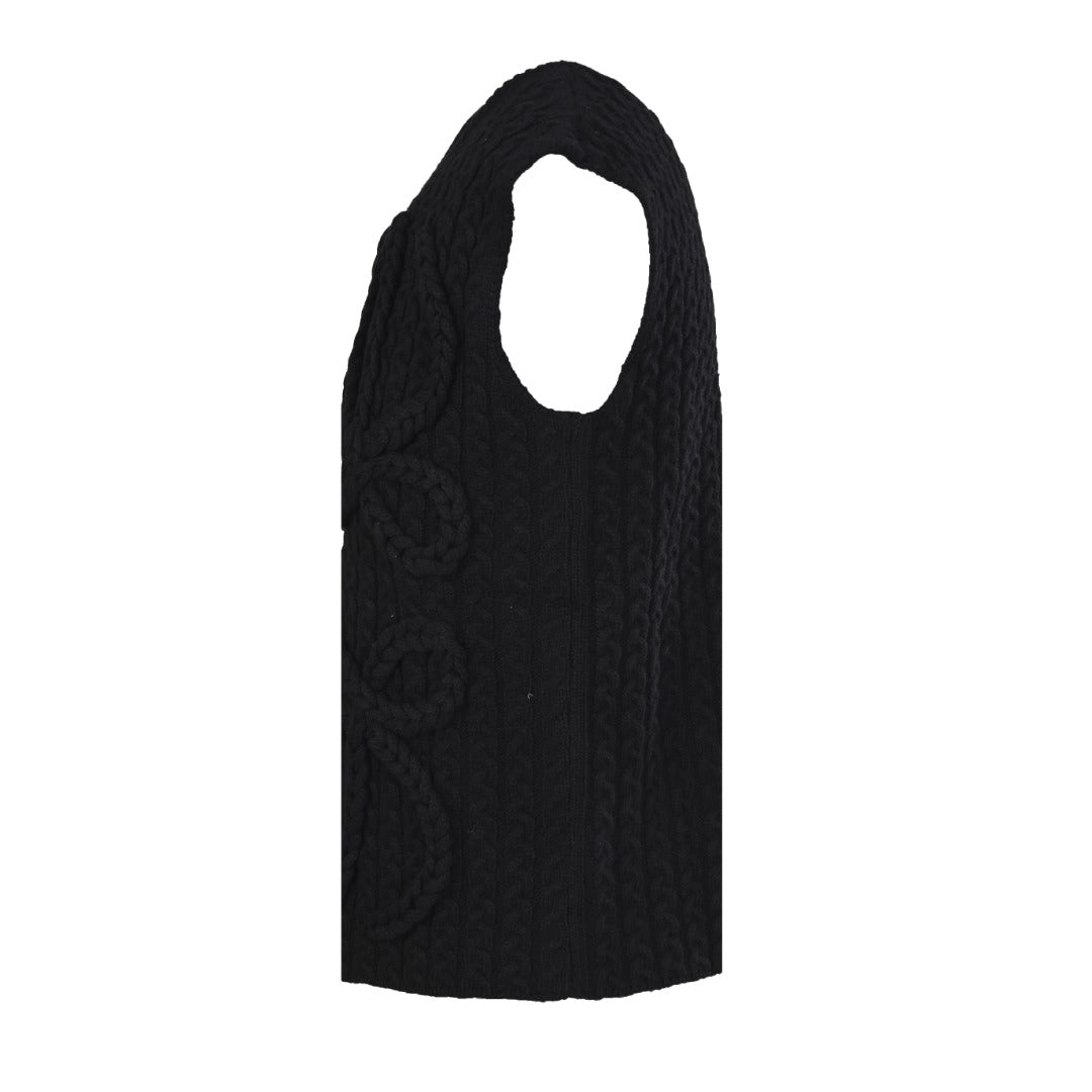 Loewe Anagram Cable Knit Vest in "Black"