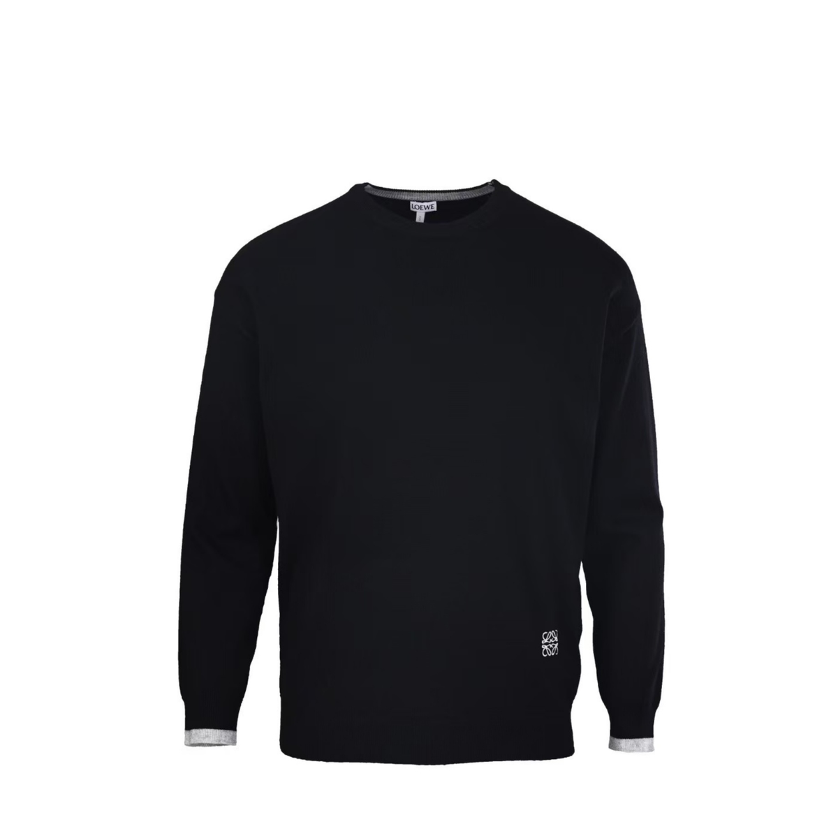 Loewe Anagram Crew Neck Wool Sweater in "Black"
