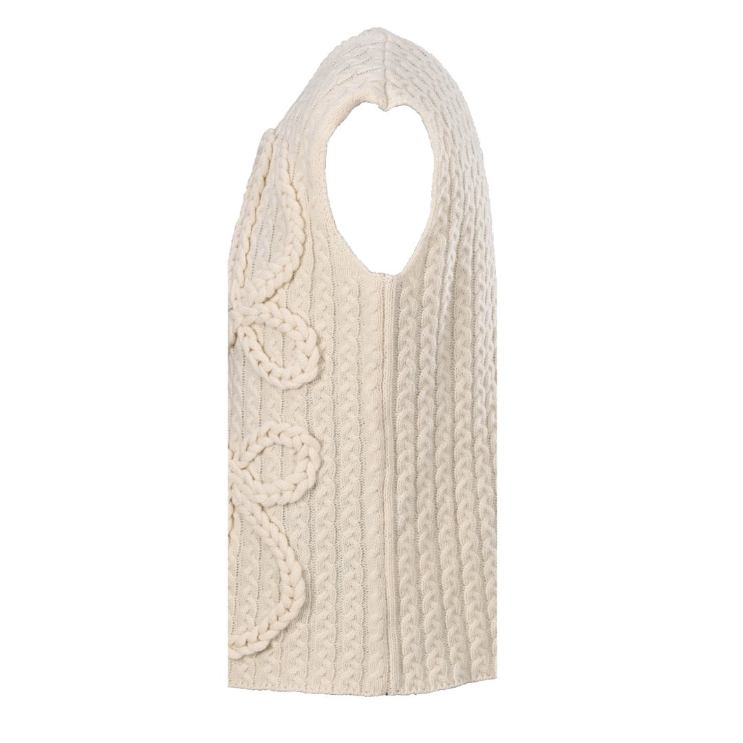 Loewe Anagram Cable Knit Vest in "Cream White"