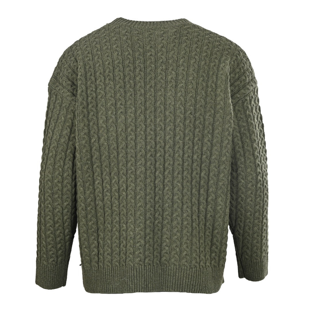 Loewe Anagram Cable Knit Sweater in "Olive Green"