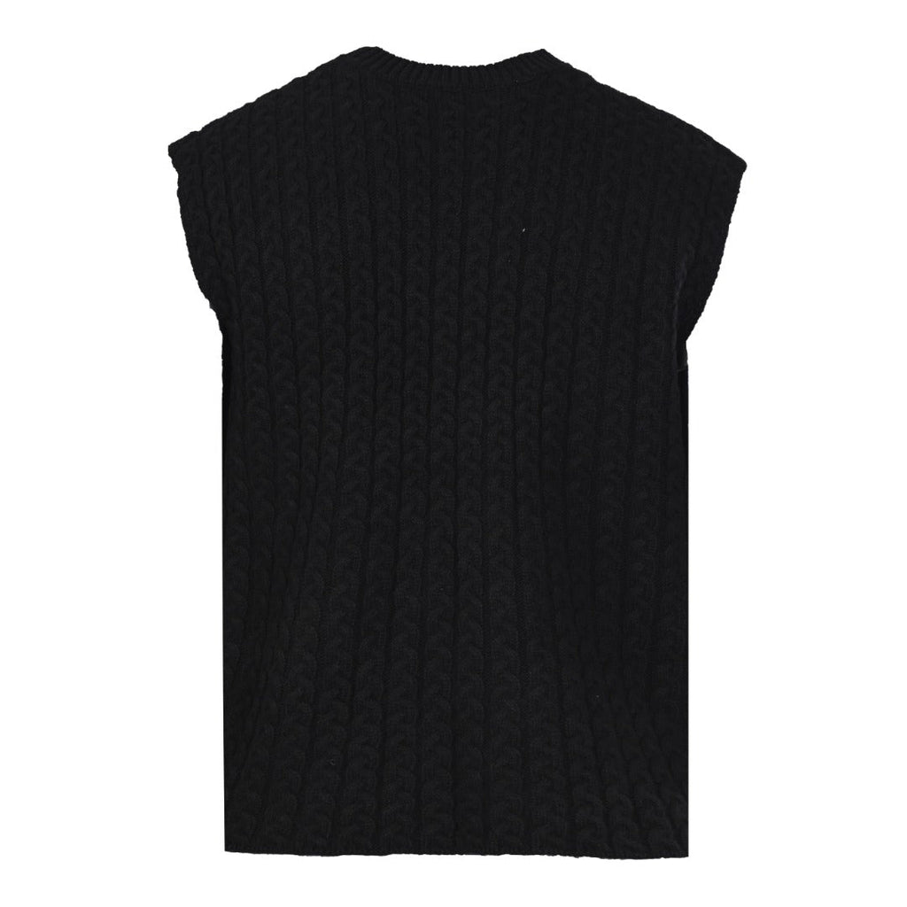 Loewe Anagram Cable Knit Vest in "Black"