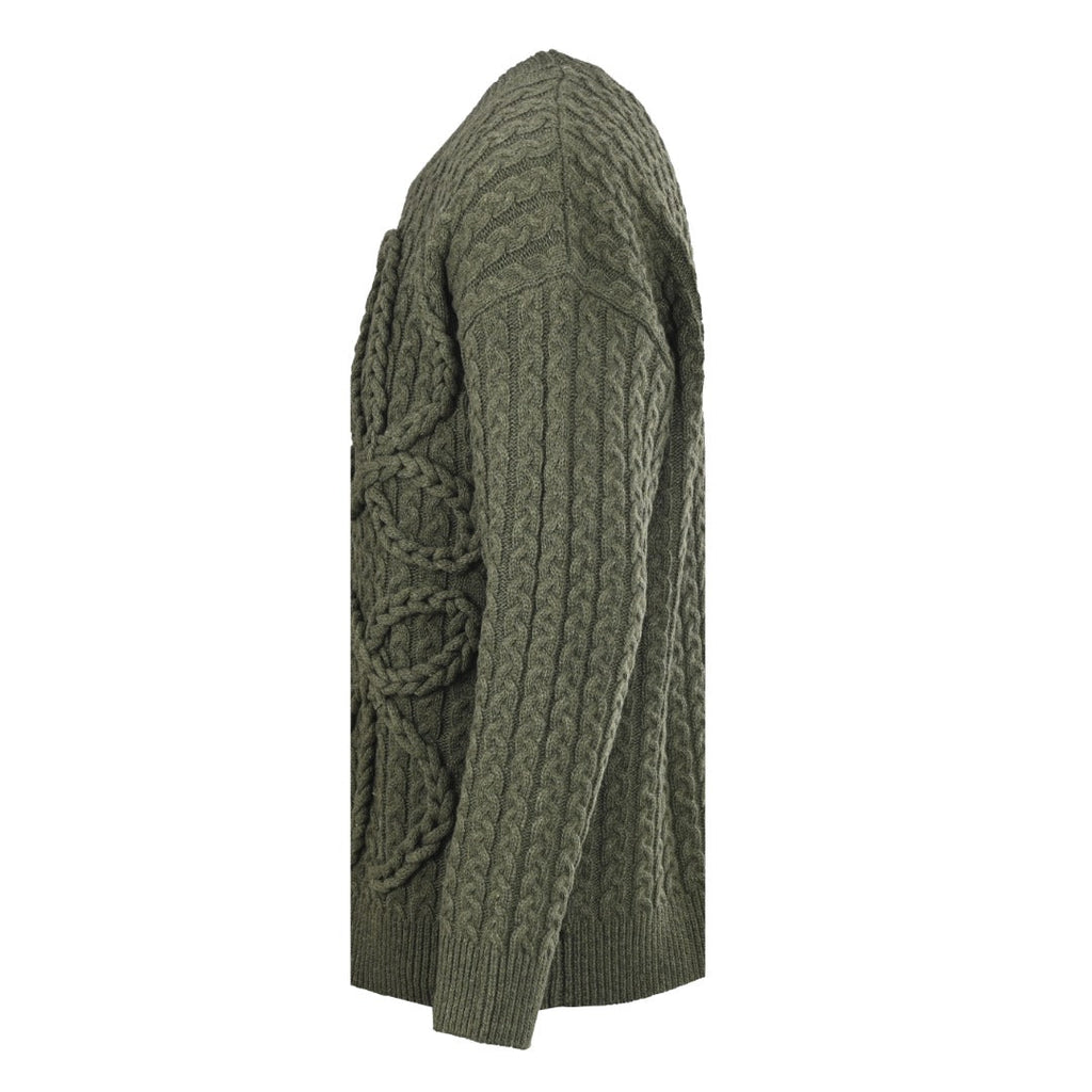 Loewe Anagram Cable Knit Sweater in "Olive Green"