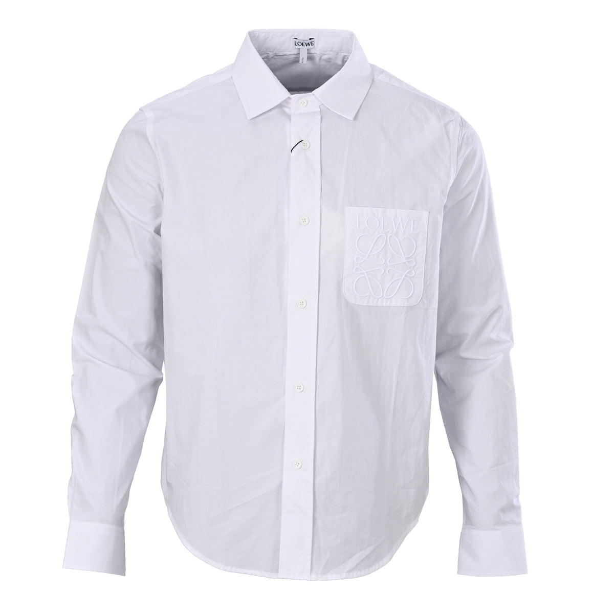 Loewe Anagram Embroidered Cotton Long Sleeve Shirt in "White"