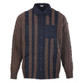 Loewe Anagram Cable Knit Panel Shirt in "Navy & Brown"
