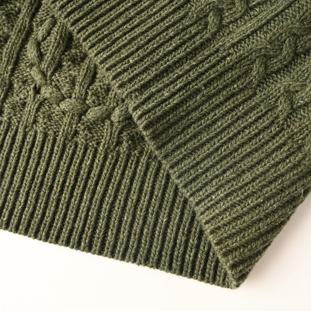 Loewe Anagram Cable Knit Wool Sweater in "Olive Green"