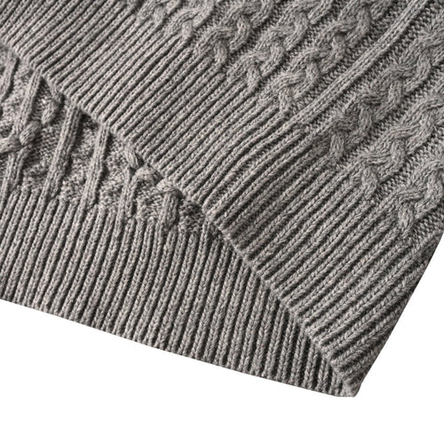 Loewe Anagram Cable Knit Sweater in "Heather Gray"