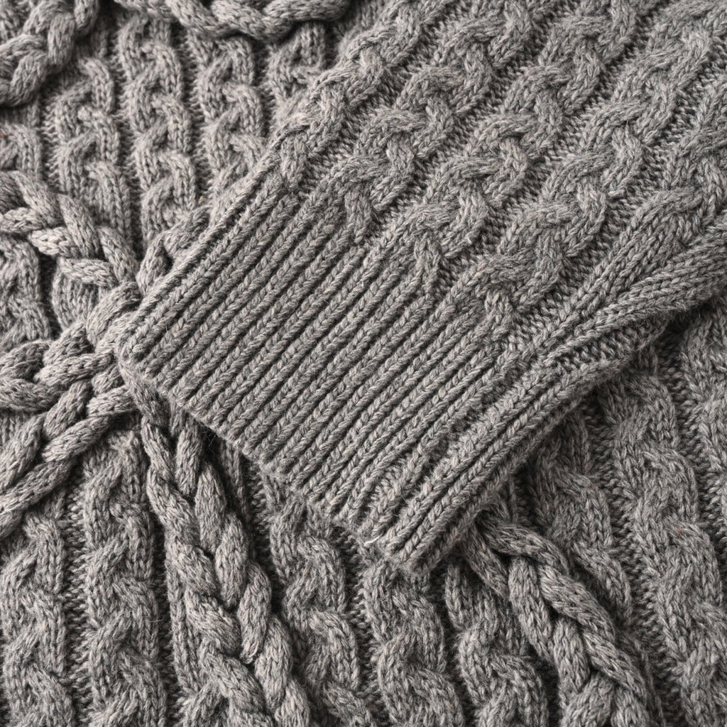 Loewe Anagram Cable Knit Sweater in "Heather Gray"