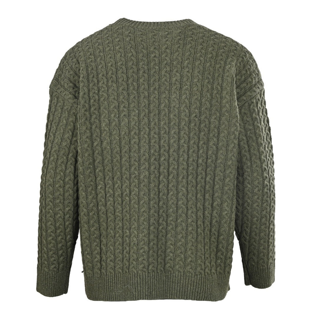 Loewe Anagram Cable Knit Wool Sweater in "Olive Green"