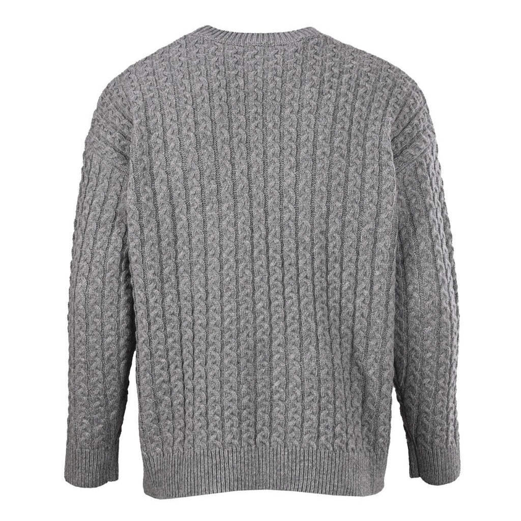 Loewe Anagram Cable Knit Sweater in "Heather Gray"