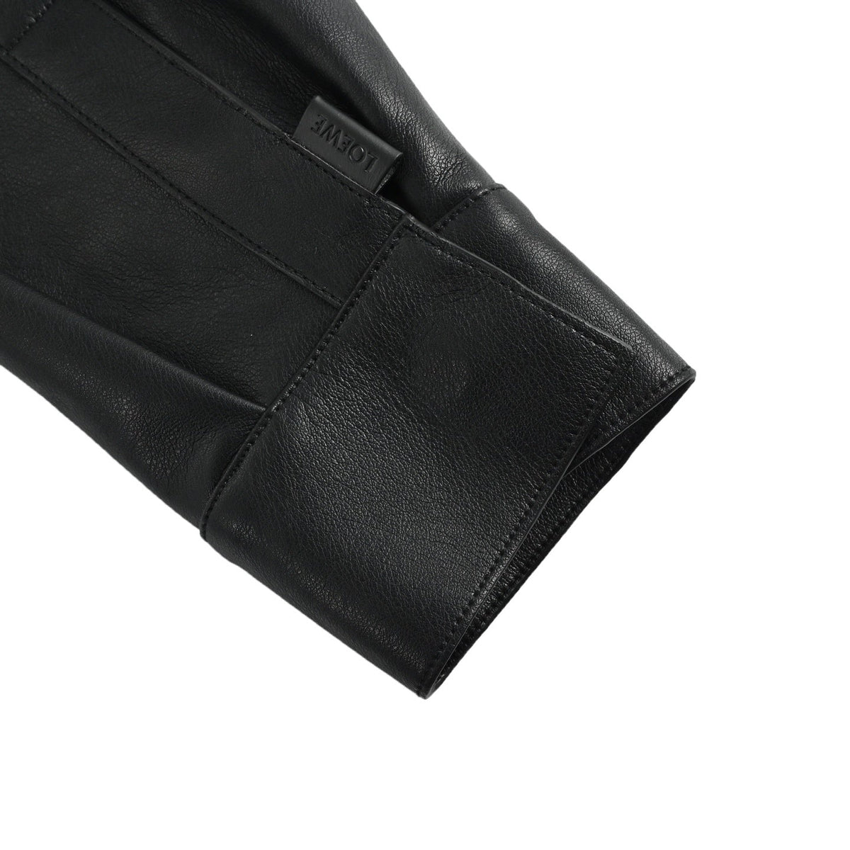 Loewe Anagram Embossed Leather Overshirt Jacket in "Black"