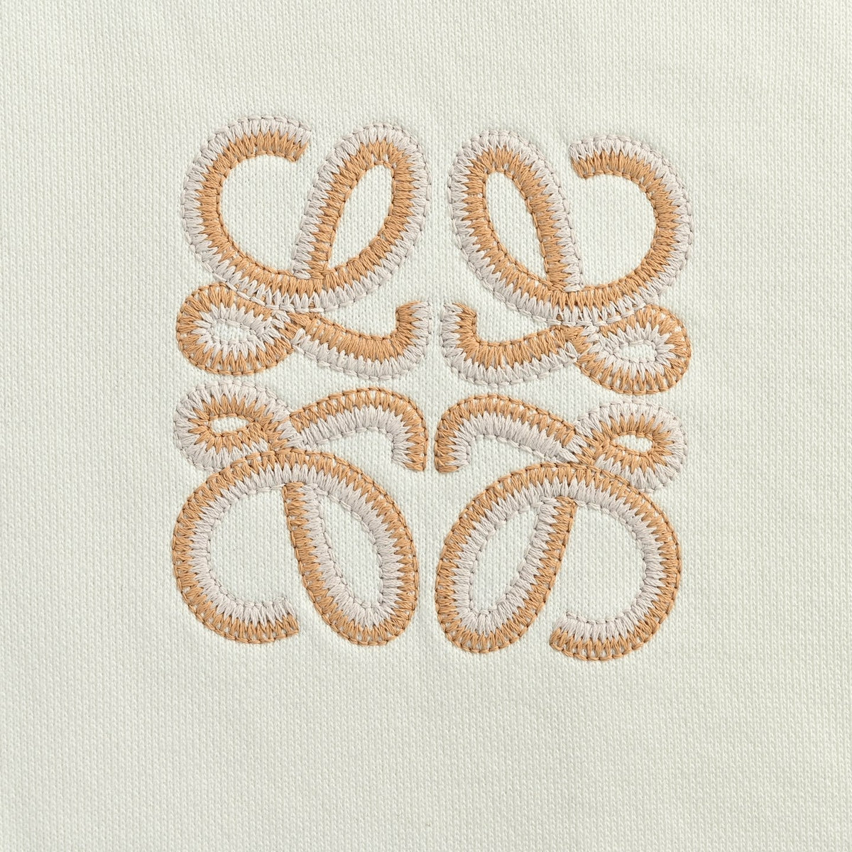 Loewe Anagram Crochet Embroidery Hoodie in "Off White"