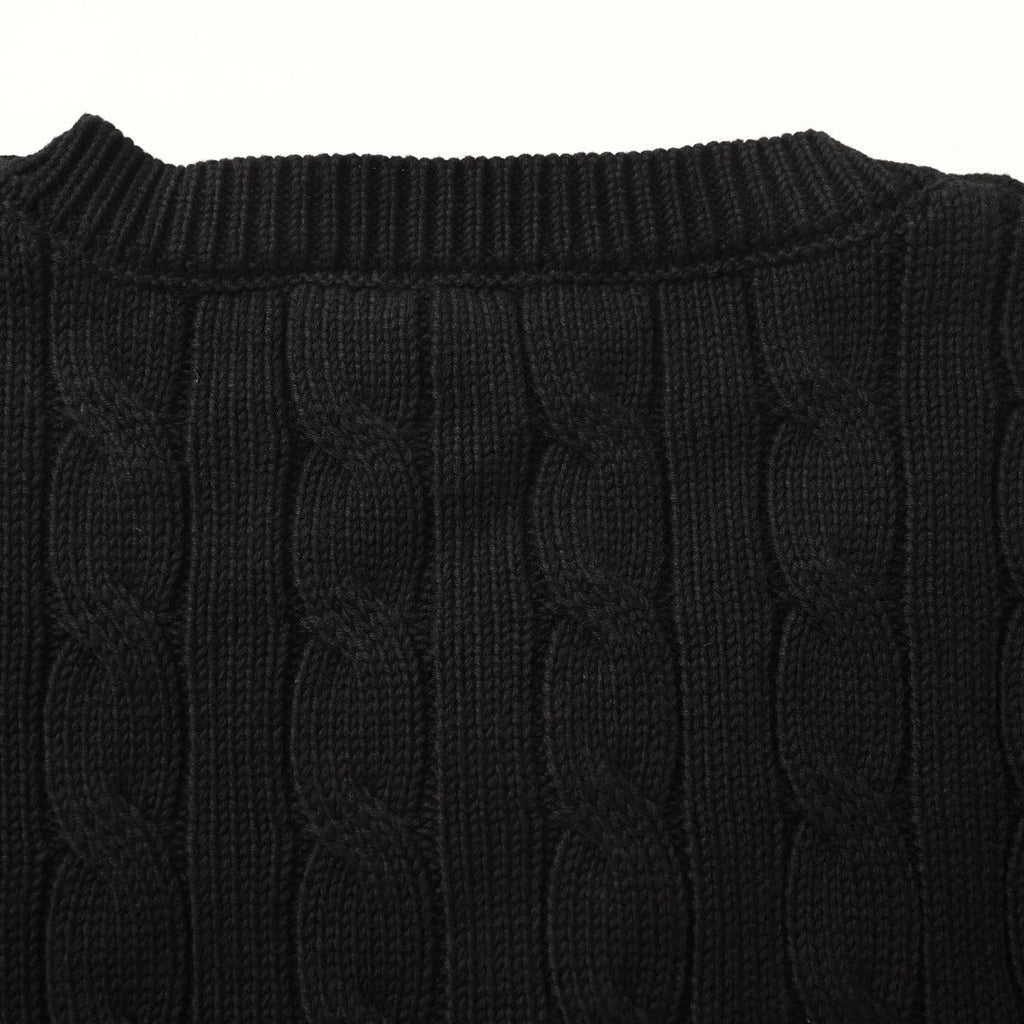 Loewe Anagram Cable Knit Cardigan in "Black"
