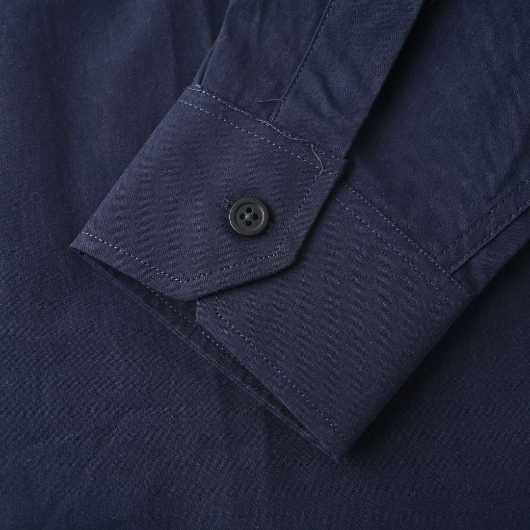 Loewe Anagram Embroidered Cotton Long Sleeve Shirt in "Navy"
